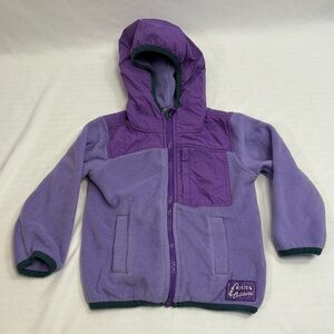 Roots Full Zip Hooded Soft Fleece Jacket Purple Girls 2T Toddler